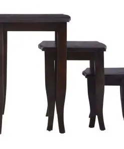 vidaXL Side Tables 3 pcs Light Black Coffee Solid Mahogany Wood
