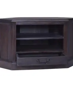 vidaXL Corner TV Cabinet Light Black Coffee Solid Mahogany Wood