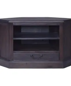 vidaXL Corner TV Cabinet Light Black Coffee Solid Mahogany Wood