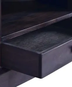 vidaXL Corner TV Cabinet Light Black Coffee Solid Mahogany Wood