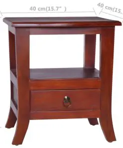 vidaXL Bedside Cabinet Classical Brown Solid Mahogany Wood
