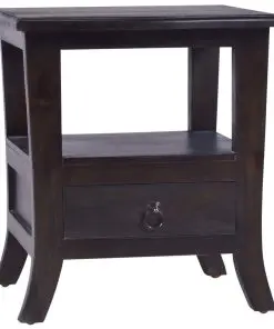 vidaXL Bedside Cabinet Light Black Coffee Solid Mahogany Wood