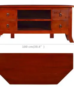 vidaXL TV Cabinet Classical Brown 100x40x45 cm Solid Mahogany Wood