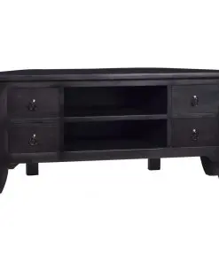 vidaXL TV Cabinet Light Black Coffee 100x40x45 cm Solid Mahogany Wood