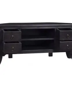 vidaXL TV Cabinet Light Black Coffee 100x40x45 cm Solid Mahogany Wood