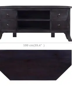 vidaXL TV Cabinet Light Black Coffee 100x40x45 cm Solid Mahogany Wood