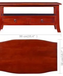 vidaXL Coffee Table Classical Brown 90x50x40 cm Solid Mahogany Wood
