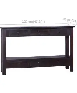 vidaXL Console Table Light Black Coffee 120x30x75 cm Solid Mahogany Wood