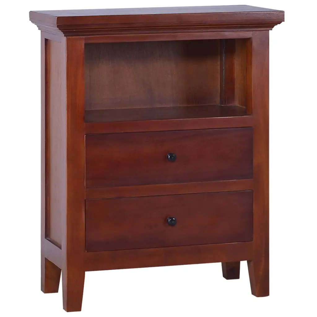 vidaXL Bedside Cabinet Classical Brown 60x30x75 cm Solid Mahogany Wood