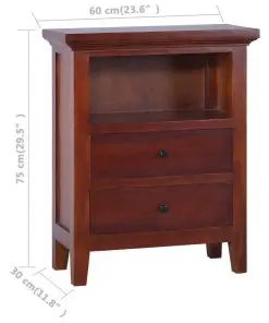 vidaXL Bedside Cabinet Classical Brown 60x30x75 cm Solid Mahogany Wood