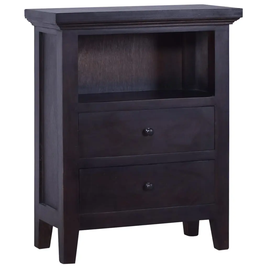 vidaXL Bedside Cabinet Black 60x30x75 cm Solid Mahogany Wood