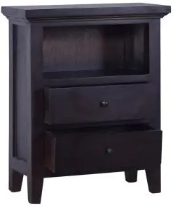 vidaXL Bedside Cabinet Black 60x30x75 cm Solid Mahogany Wood