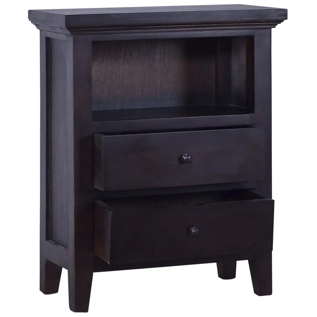 vidaXL Bedside Cabinet Black 60x30x75 cm Solid Mahogany Wood