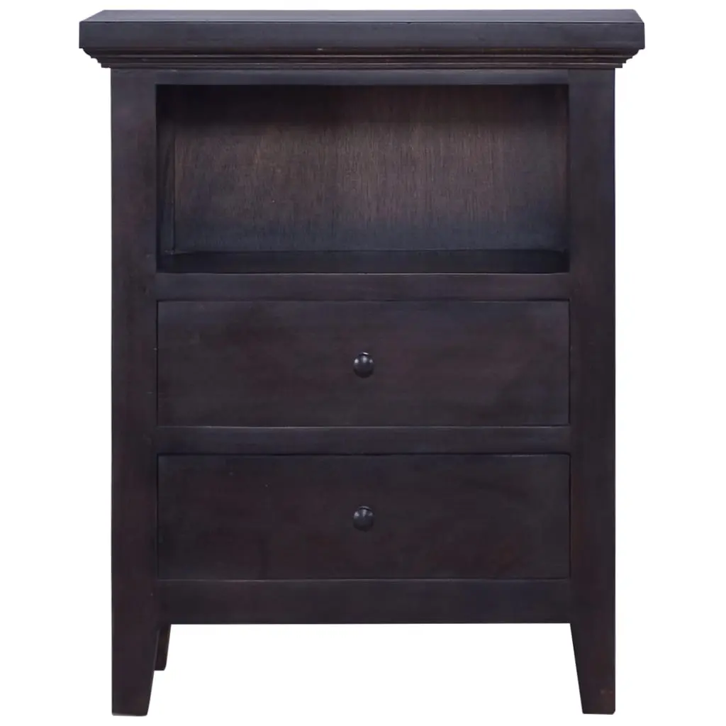 vidaXL Bedside Cabinet Black 60x30x75 cm Solid Mahogany Wood