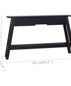 vidaXL Console Table Black 120x30x75 cm Solid Mahogany Wood