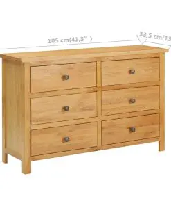 vidaXL Chest of Drawers 105×33.5×73 cm Solid Oak Wood