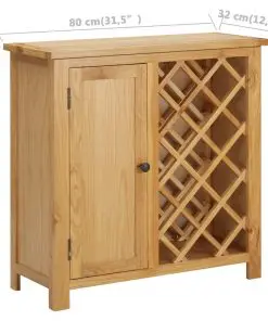 vidaXL Wine Cabinet for 11 Bottles 80x32x80 cm Solid Oak Wood