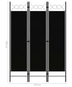 vidaXL 3-Panel Room Divider Black 120×180 cm