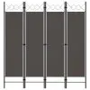 vidaXL 4-Panel Room Divider Anthracite 160×180 cm