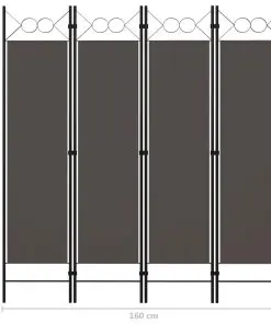 vidaXL 4-Panel Room Divider Anthracite 160×180 cm