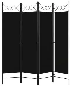 vidaXL 4-Panel Room Divider Black 160×180 cm
