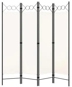 vidaXL 4-Panel Room Divider White 160×180 cm