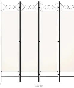 vidaXL 4-Panel Room Divider White 160×180 cm