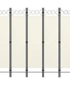 vidaXL 5-Panel Room Divider White 200×180 cm