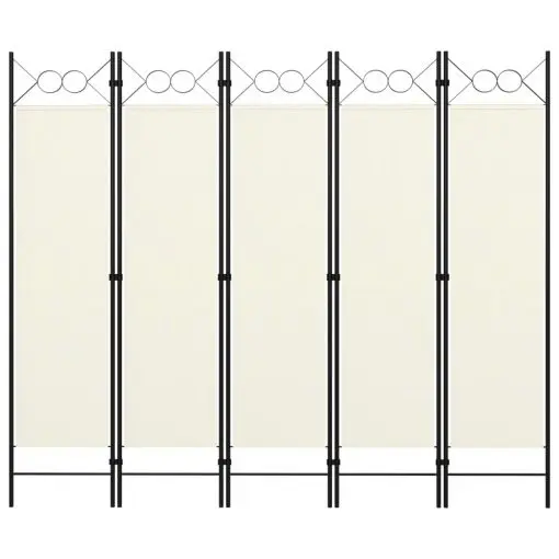 vidaXL 5-Panel Room Divider White 200×180 cm