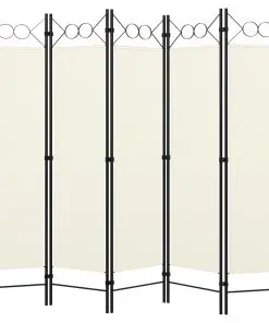 vidaXL 5-Panel Room Divider White 200×180 cm