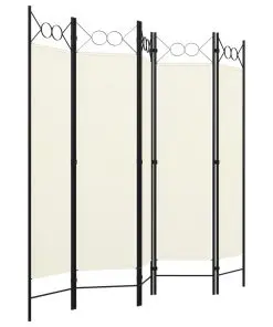 vidaXL 5-Panel Room Divider White 200×180 cm