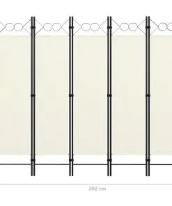 vidaXL 5-Panel Room Divider White 200×180 cm
