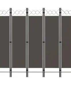 vidaXL 5-Panel Room Divider Anthracite 200×180 cm