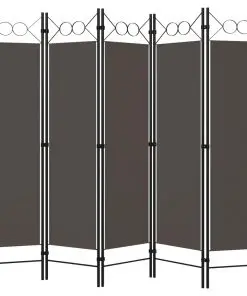vidaXL 5-Panel Room Divider Anthracite 200×180 cm