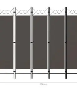 vidaXL 5-Panel Room Divider Anthracite 200×180 cm