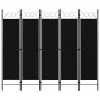 vidaXL 5-Panel Room Divider Black 200×180 cm