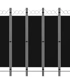 vidaXL 5-Panel Room Divider Black 200×180 cm