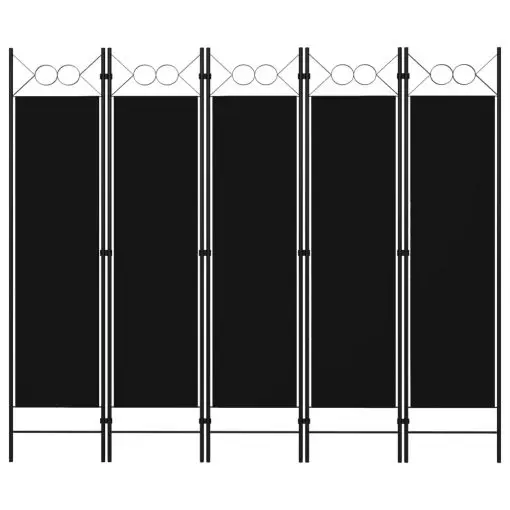 vidaXL 5-Panel Room Divider Black 200×180 cm