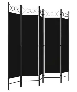 vidaXL 5-Panel Room Divider Black 200×180 cm