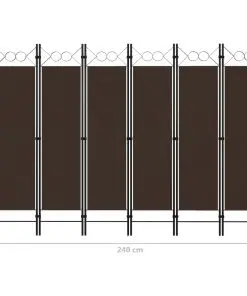 vidaXL 6-Panel Room Divider Brown 240×180 cm