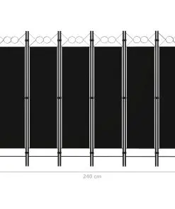 vidaXL 6-Panel Room Divider Black 240×180 cm
