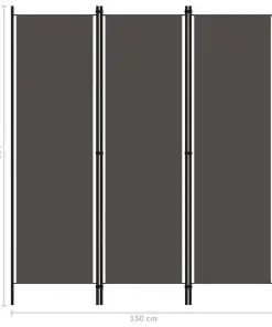vidaXL 3-Panel Room Divider Anthracite 150×180 cm