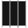 vidaXL 3-Panel Room Divider Black 150×180 cm