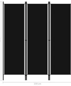 vidaXL 3-Panel Room Divider Black 150×180 cm