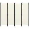 vidaXL 4-Panel Room Divider White 200×180 cm
