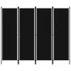 vidaXL 4-Panel Room Divider Black 200×180 cm