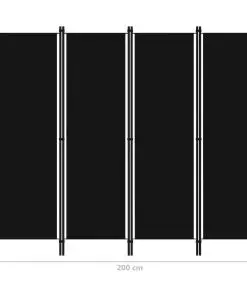 vidaXL 4-Panel Room Divider Black 200×180 cm