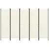 vidaXL 5-Panel Room Divider White 250×180 cm