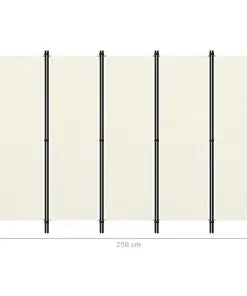 vidaXL 5-Panel Room Divider White 250×180 cm