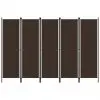vidaXL 5-Panel Room Divider Brown 250×180 cm